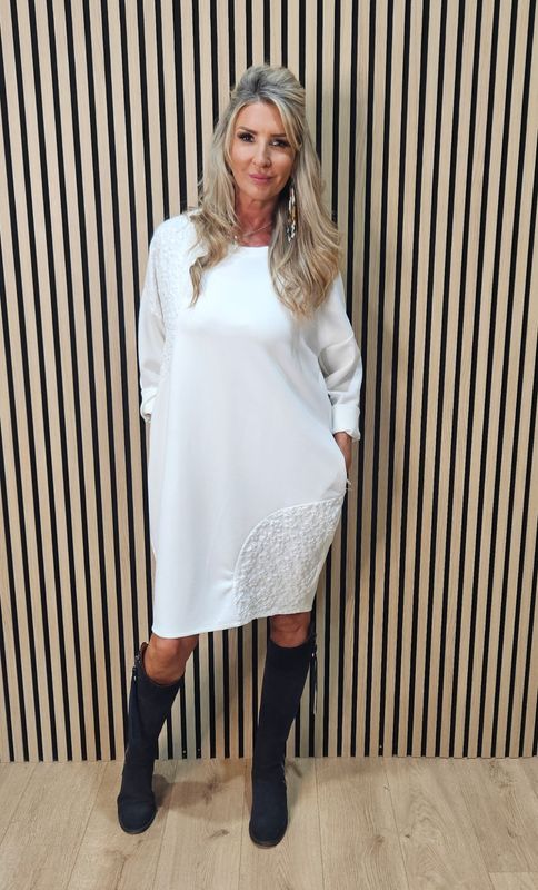 Textured Panel Sweatshirt Dress