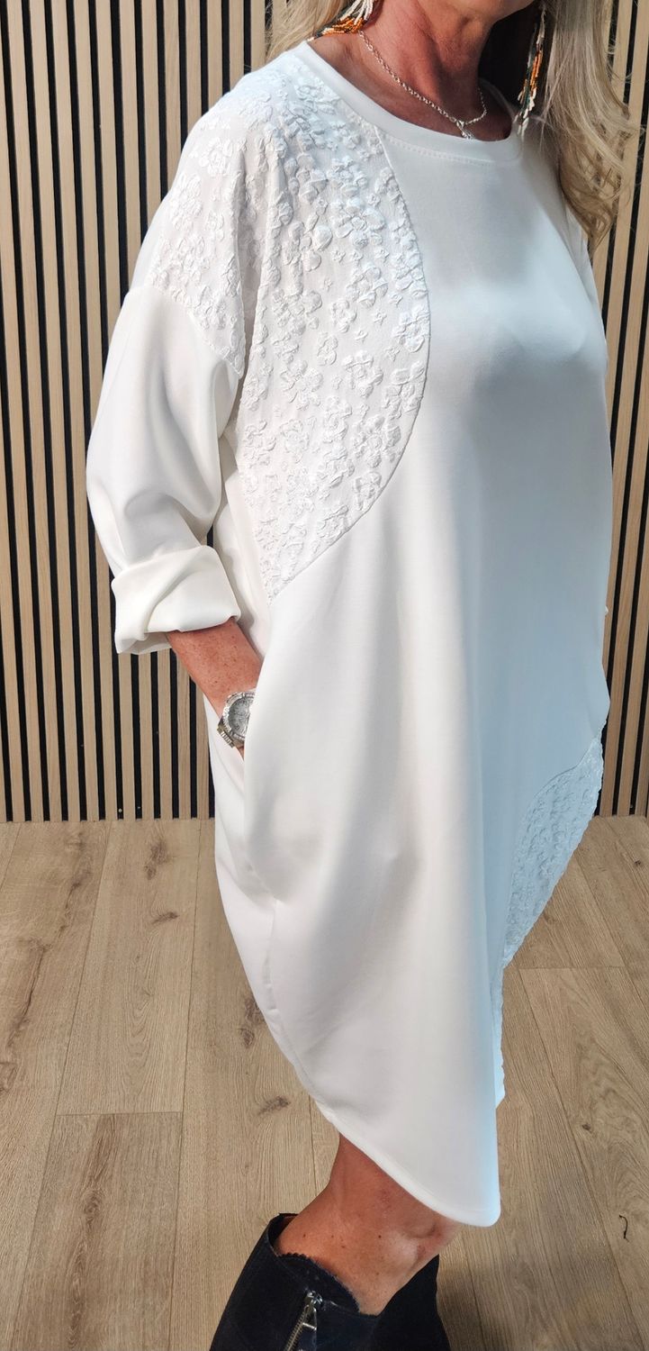 Textured Panel Sweatshirt Dress