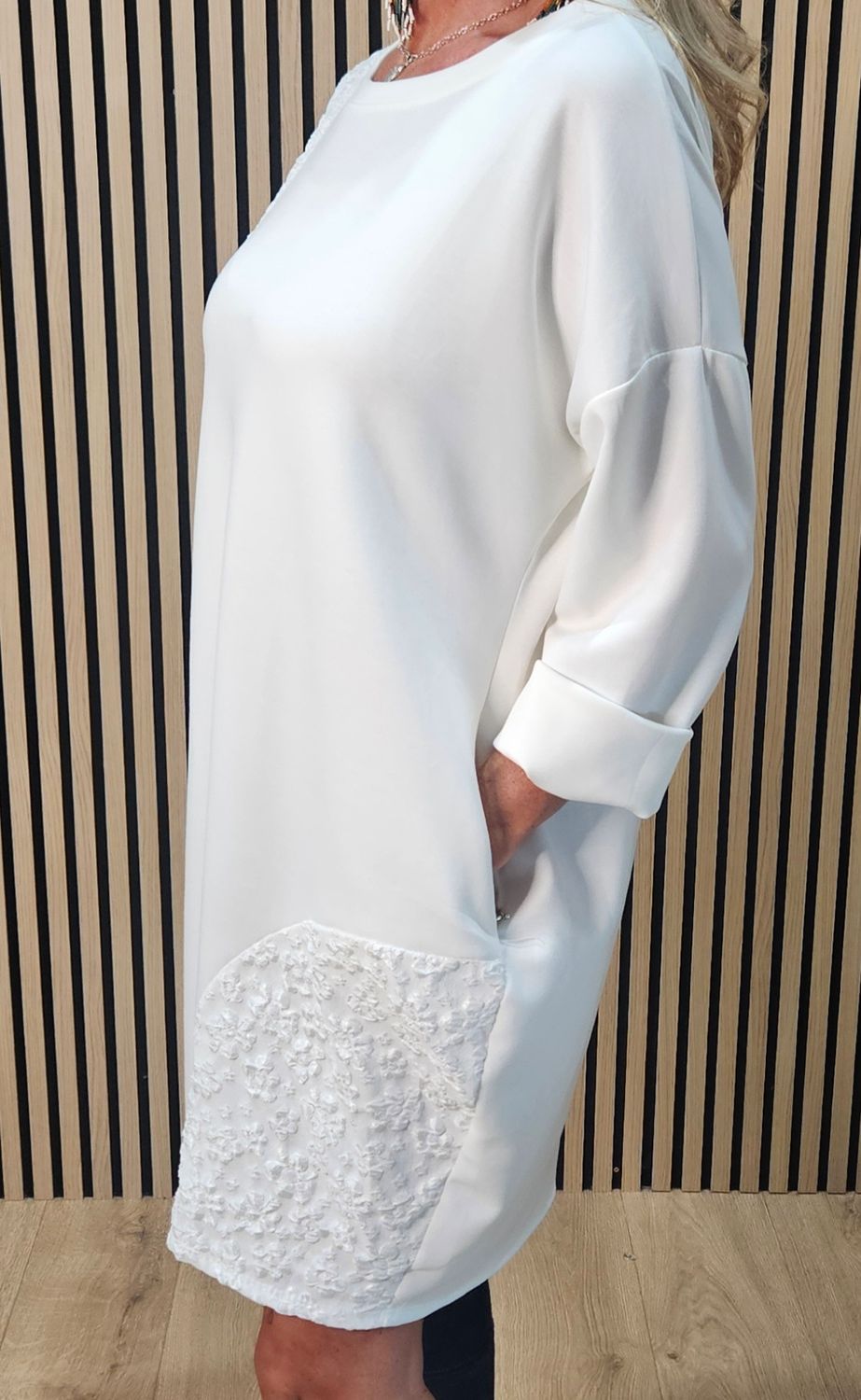 Textured Panel Sweatshirt Dress