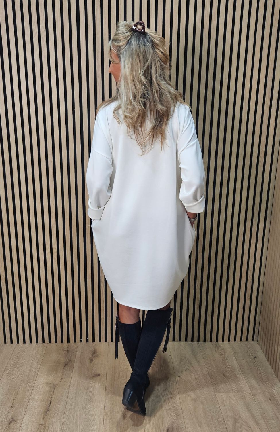 Textured Panel Sweatshirt Dress