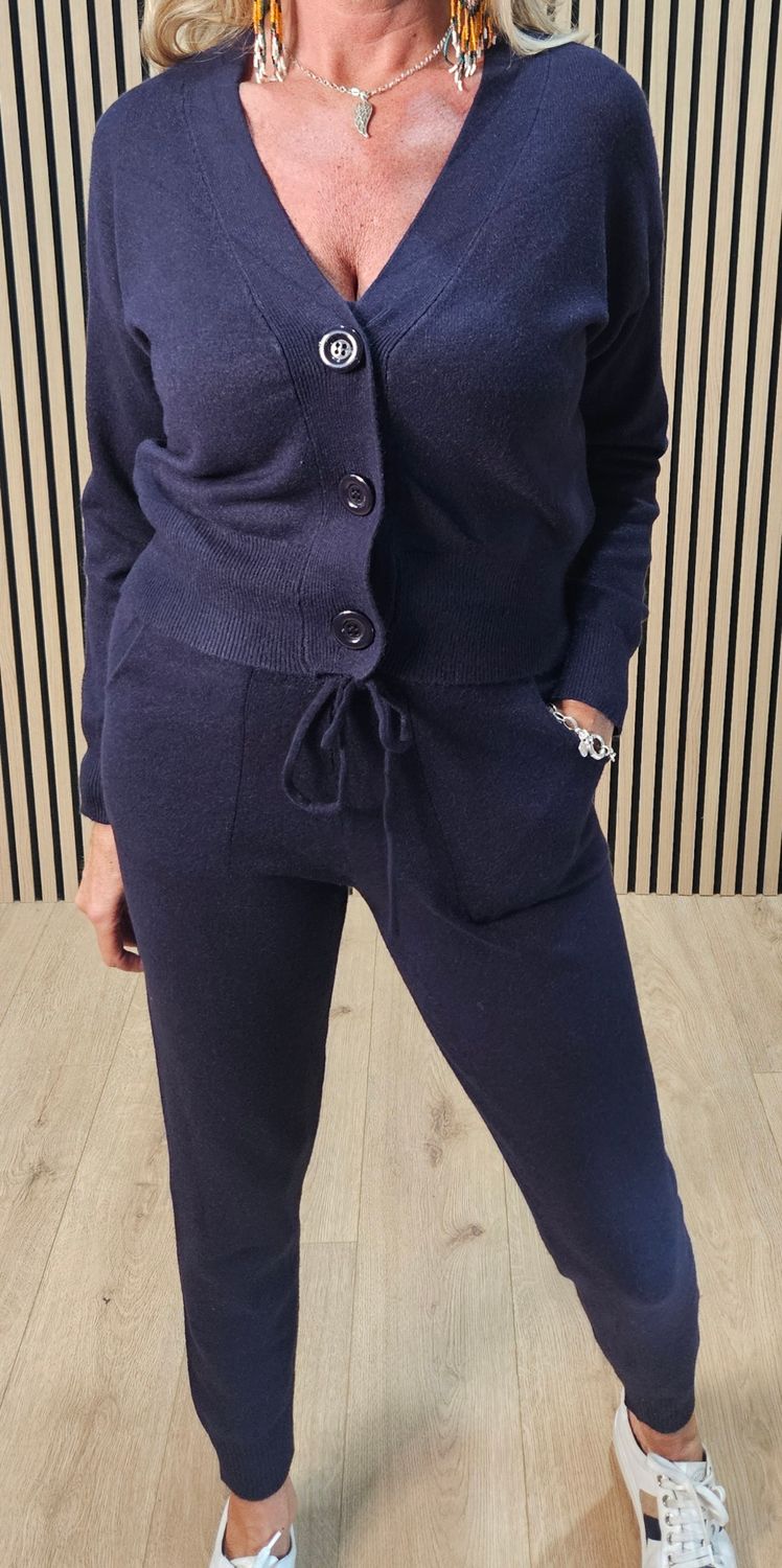 Three-Piece Knitted Lounge Set – Navy