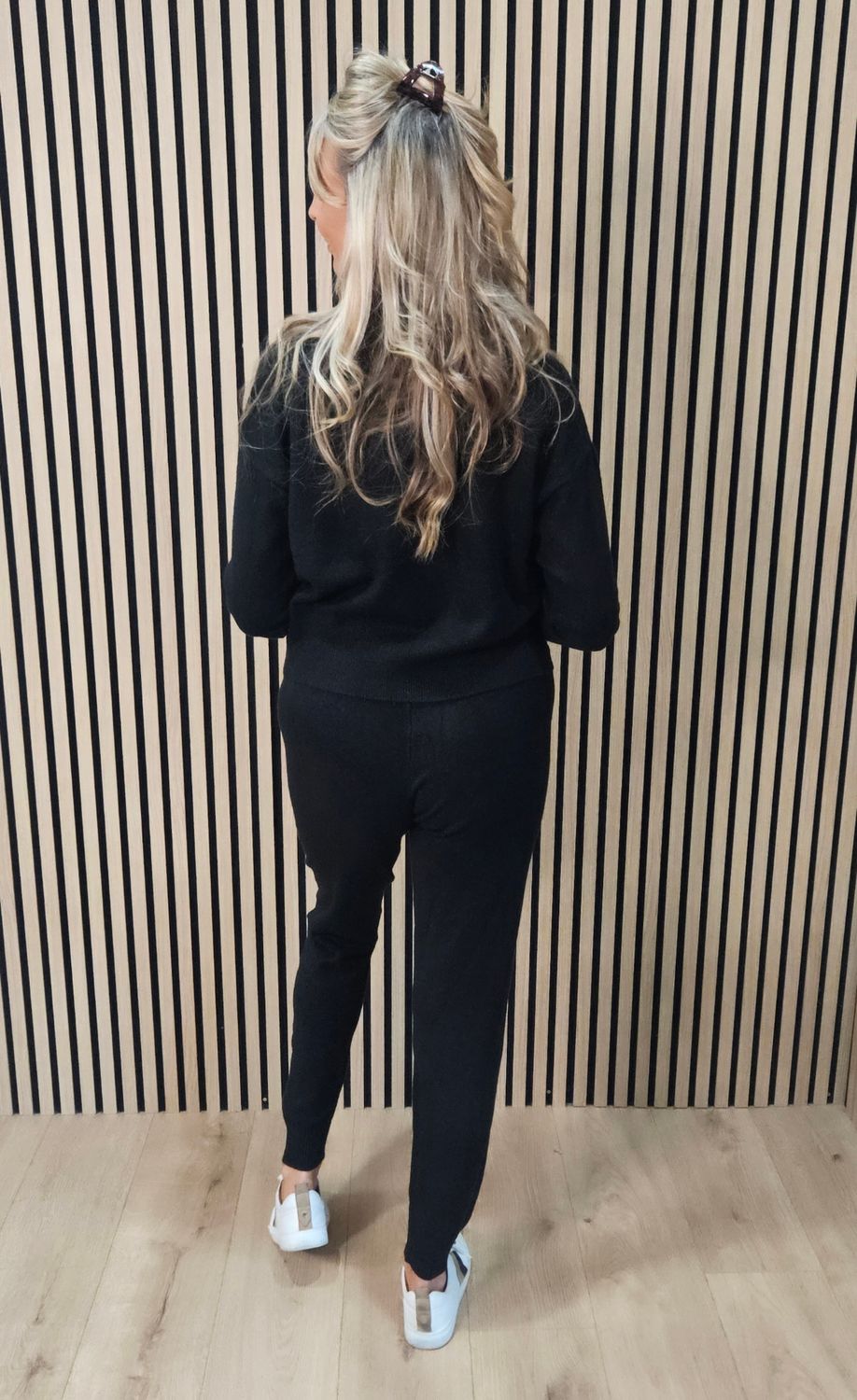 Three-Piece Knitted Lounge Set – Black