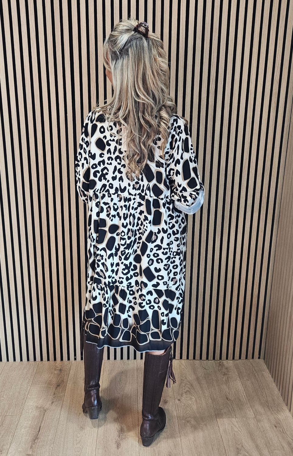 Animal Print Tiered Shirt Dress