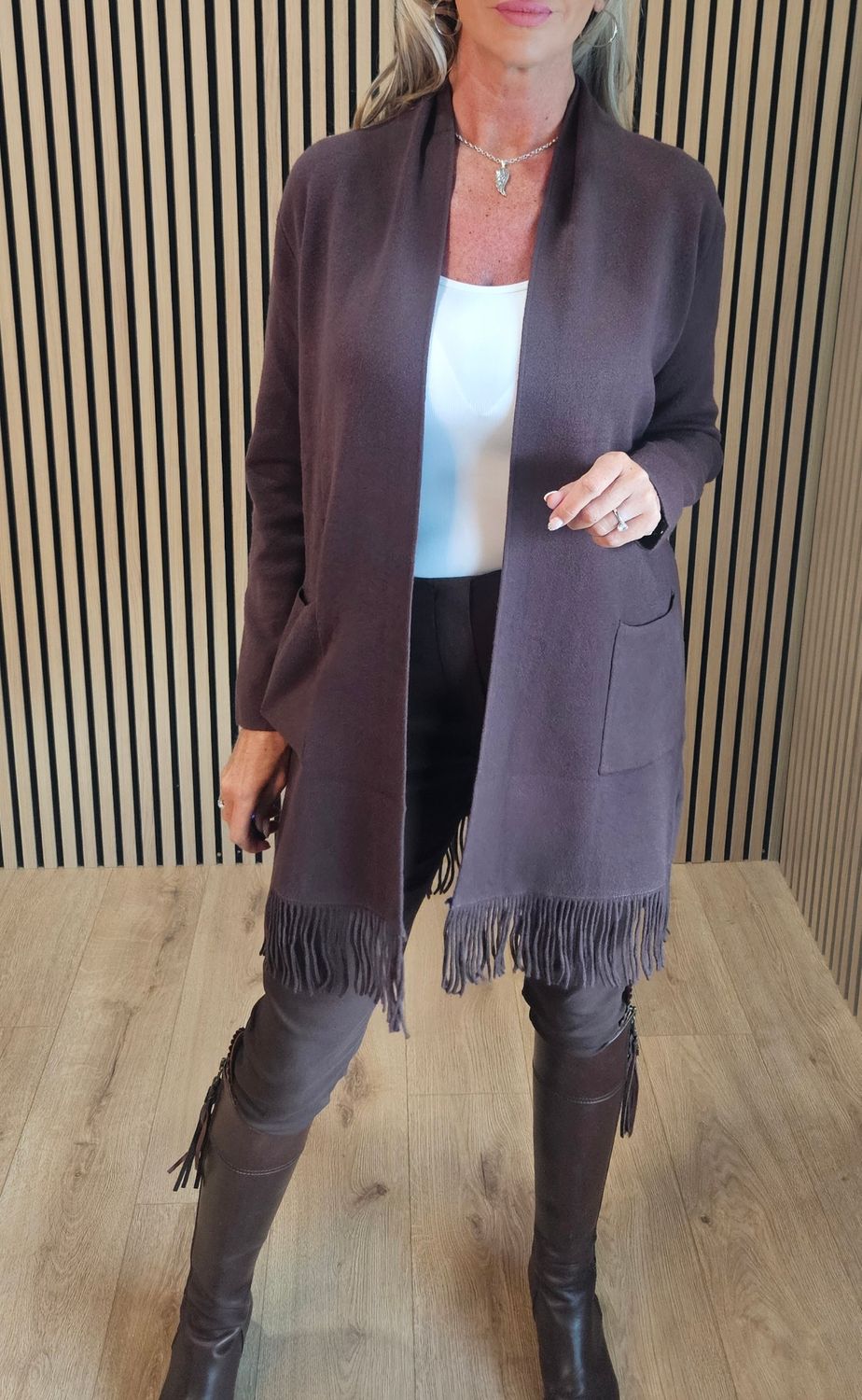 Longline Fringed Cardigan