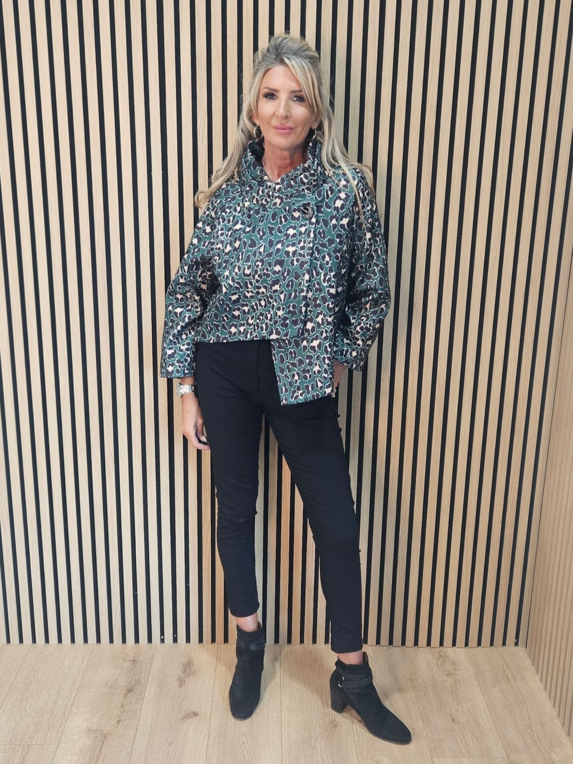 Leopard Print Wool-Blend Jacket
