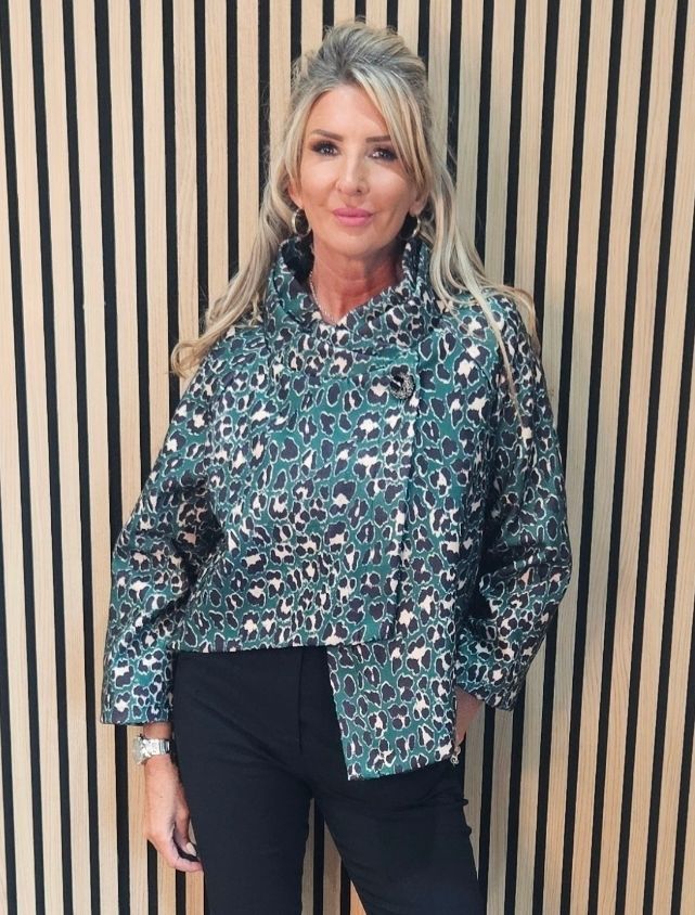 Leopard Print Wool-Blend Jacket