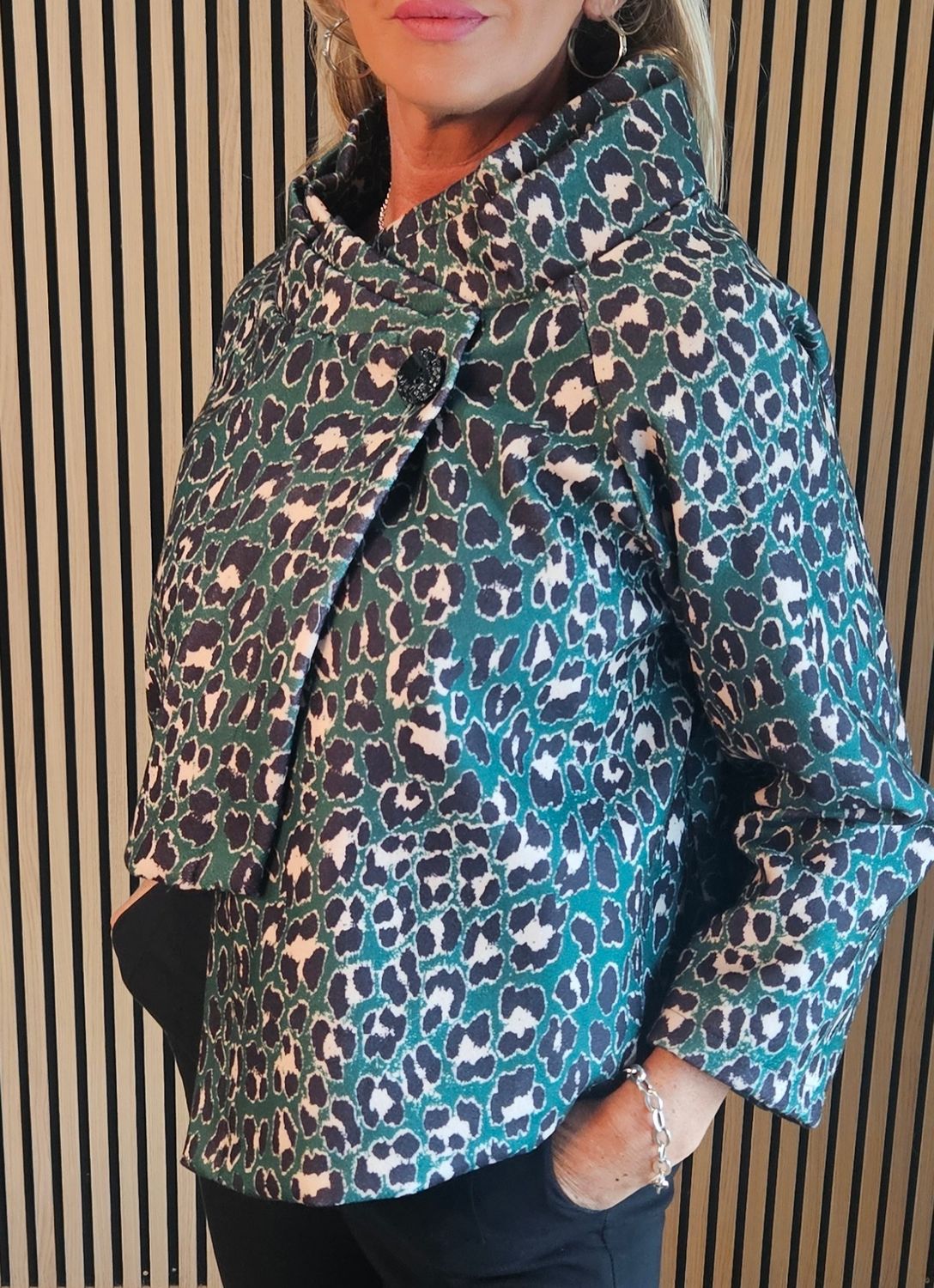 Leopard Print Wool-Blend Jacket
