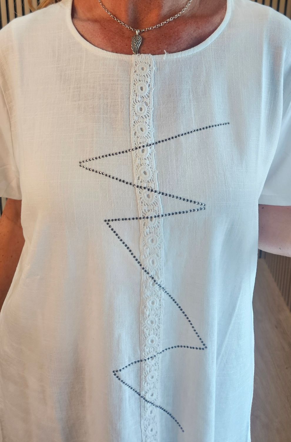 Embellished Linen-Blend Top