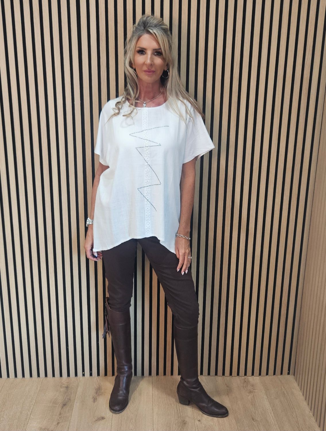 Embellished Linen-Blend Top