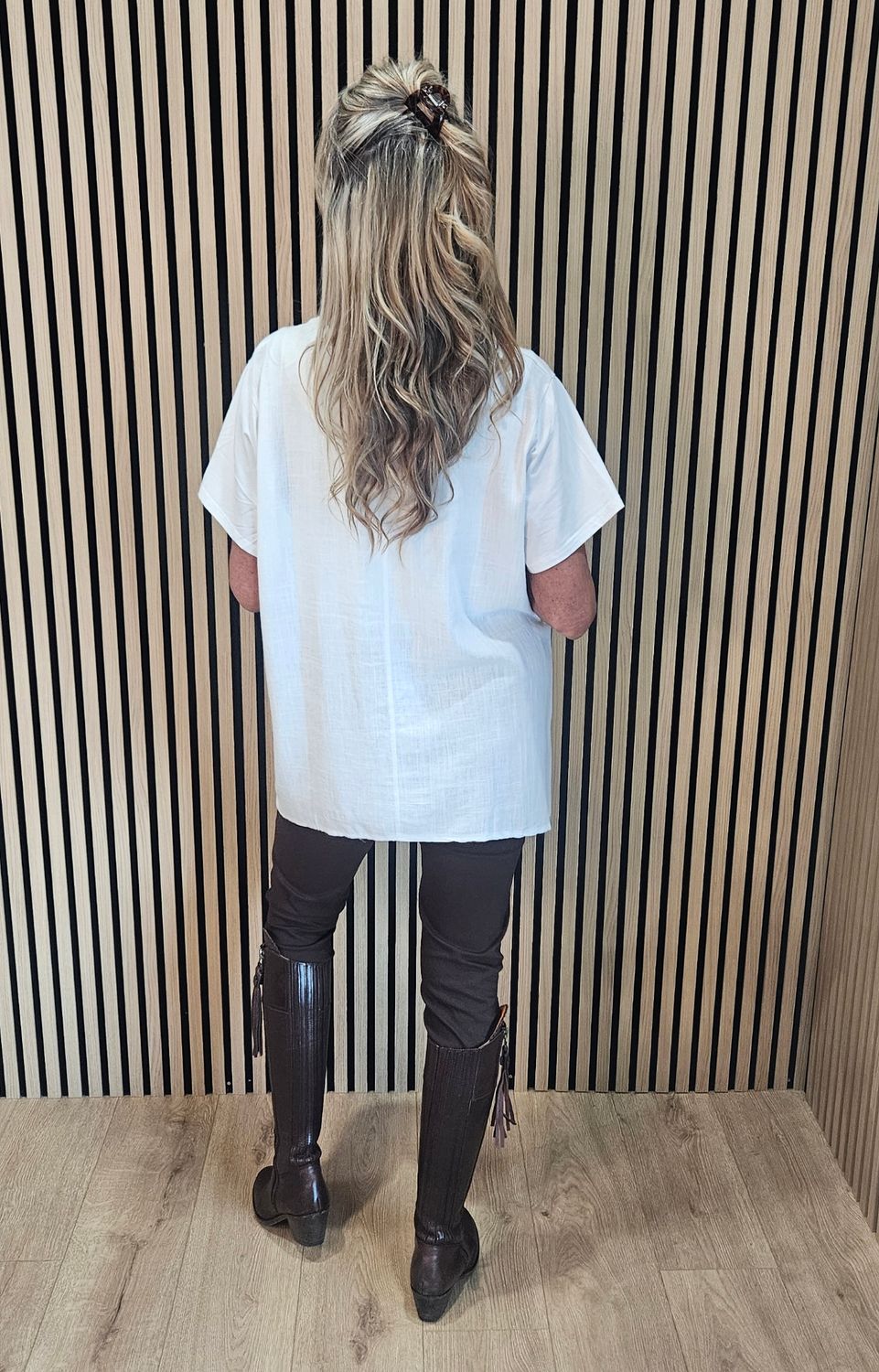 Embellished Linen-Blend Top