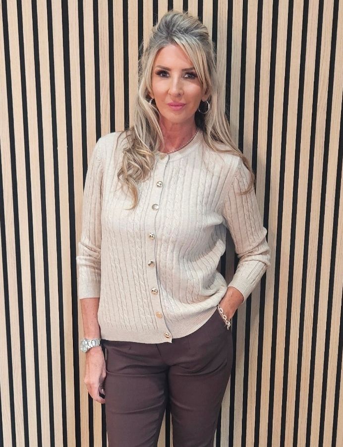 Cable-Knit Button Cardigan