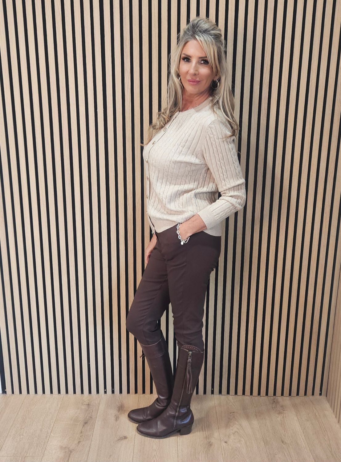 Cable-Knit Button Cardigan