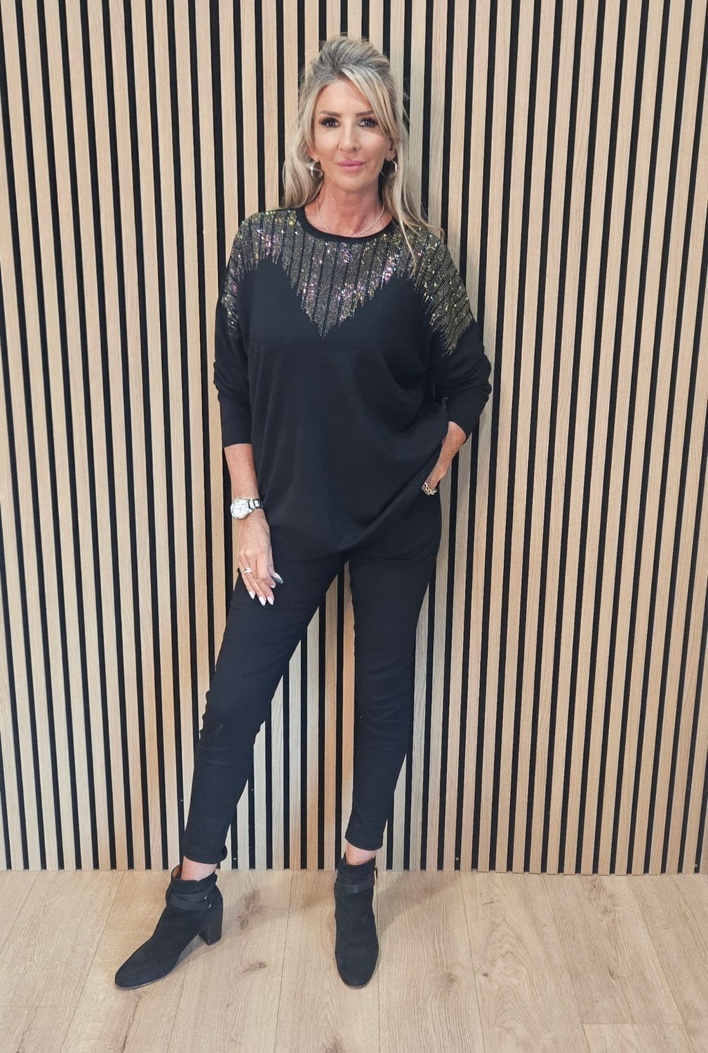 Sequin Detail Jumper – Black