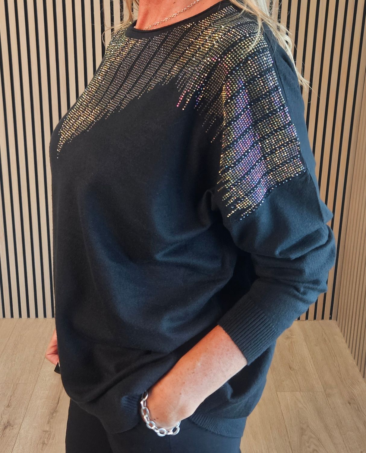 Sequin Detail Jumper – Black