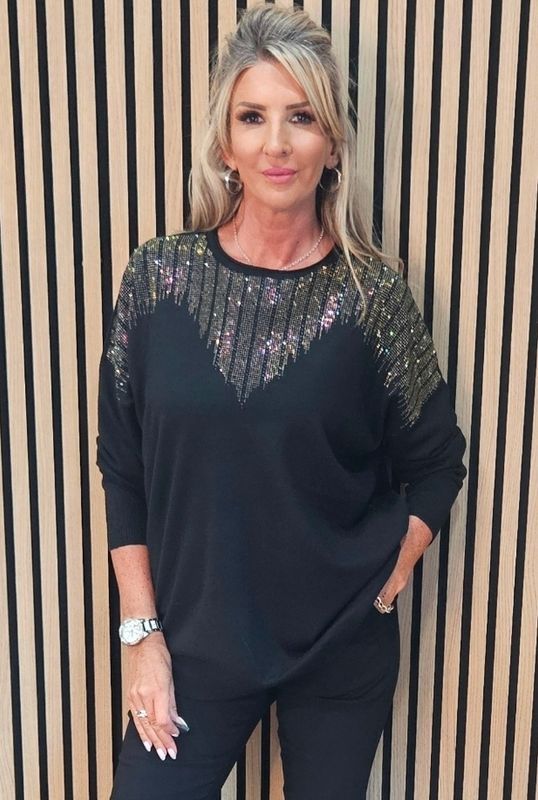 Sequin Detail Jumper – Black