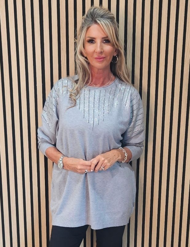 Sequin Detail Jumper – Grey