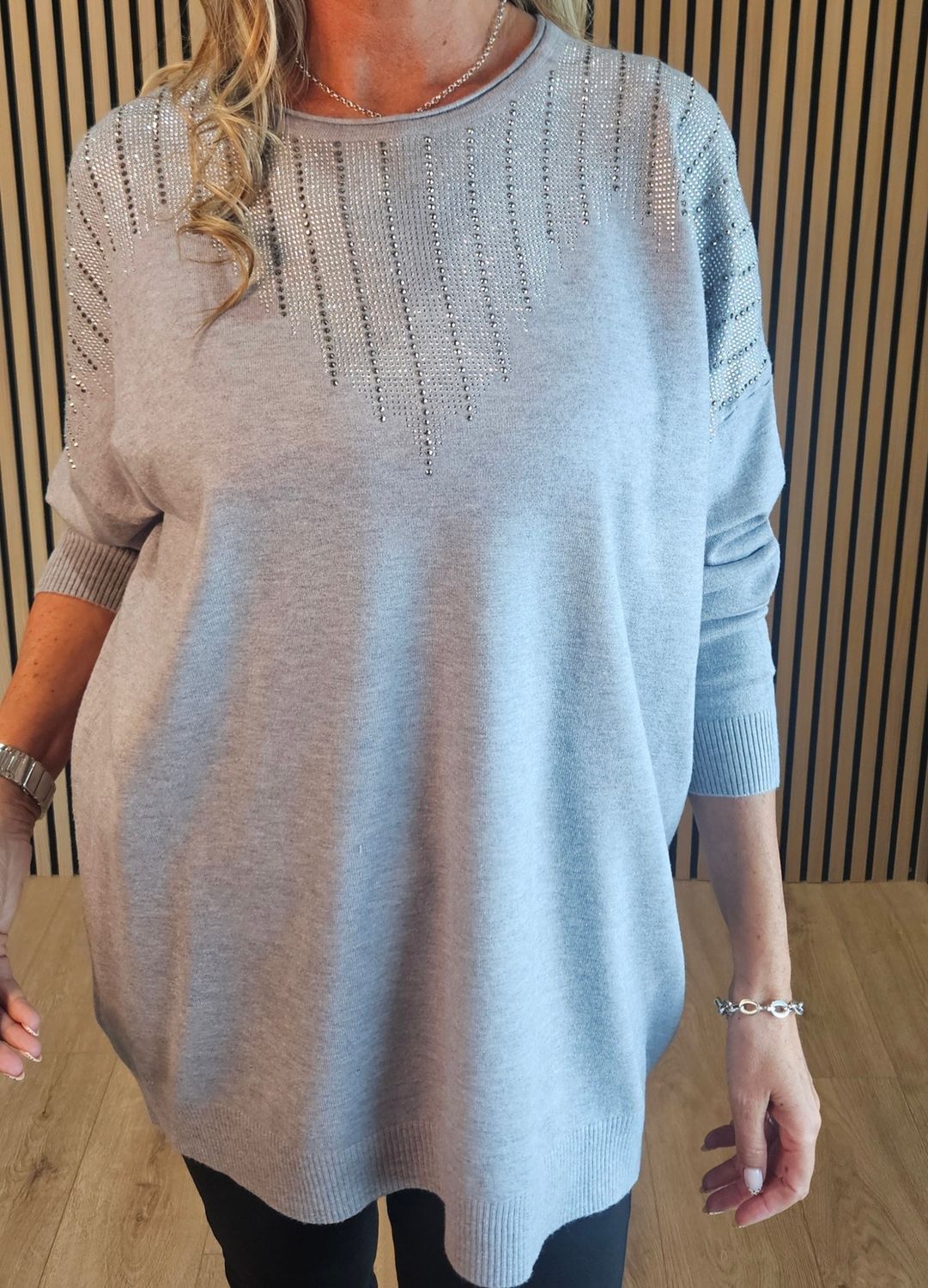 Sequin Detail Jumper – Grey