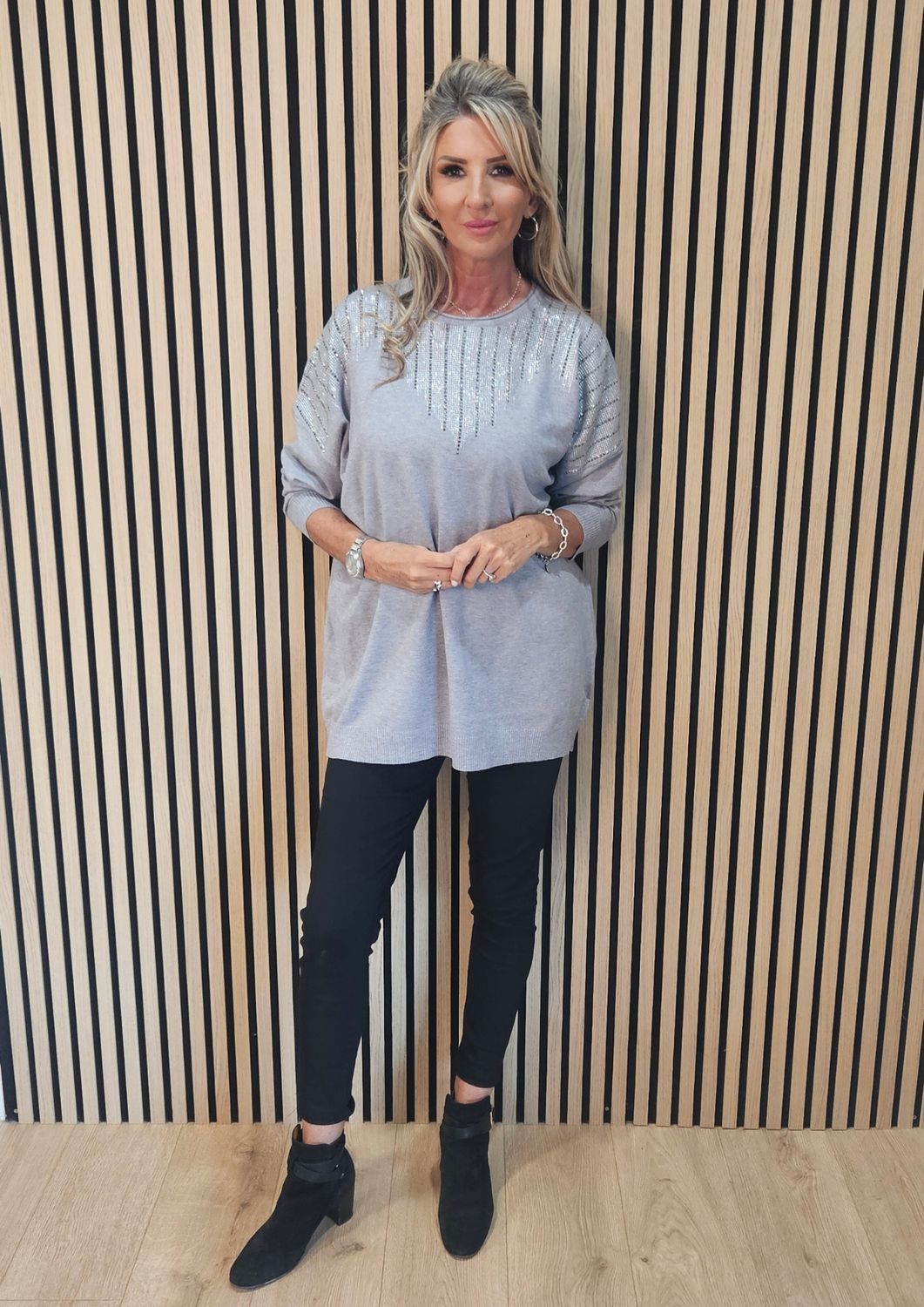 Sequin Detail Jumper – Grey