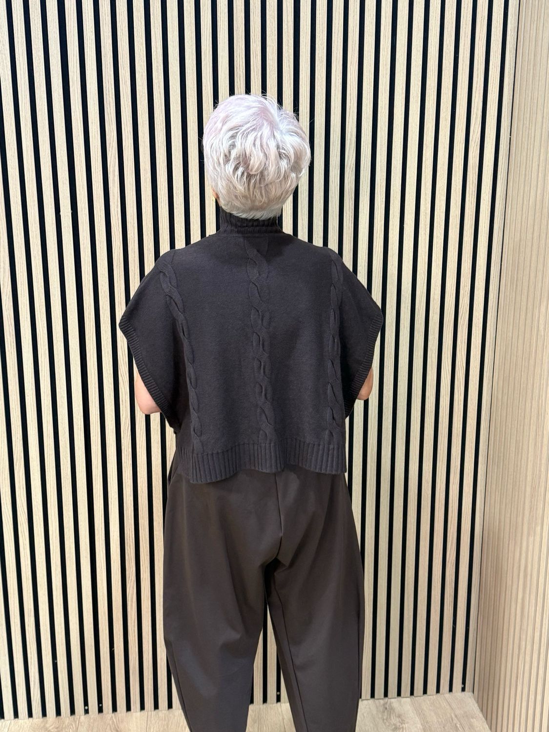 Cable Knit Roll Neck Poncho Jumper - Chocolate