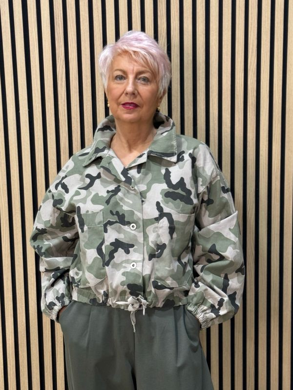Camouflage Cotton Utility Jacket - Light Khaki