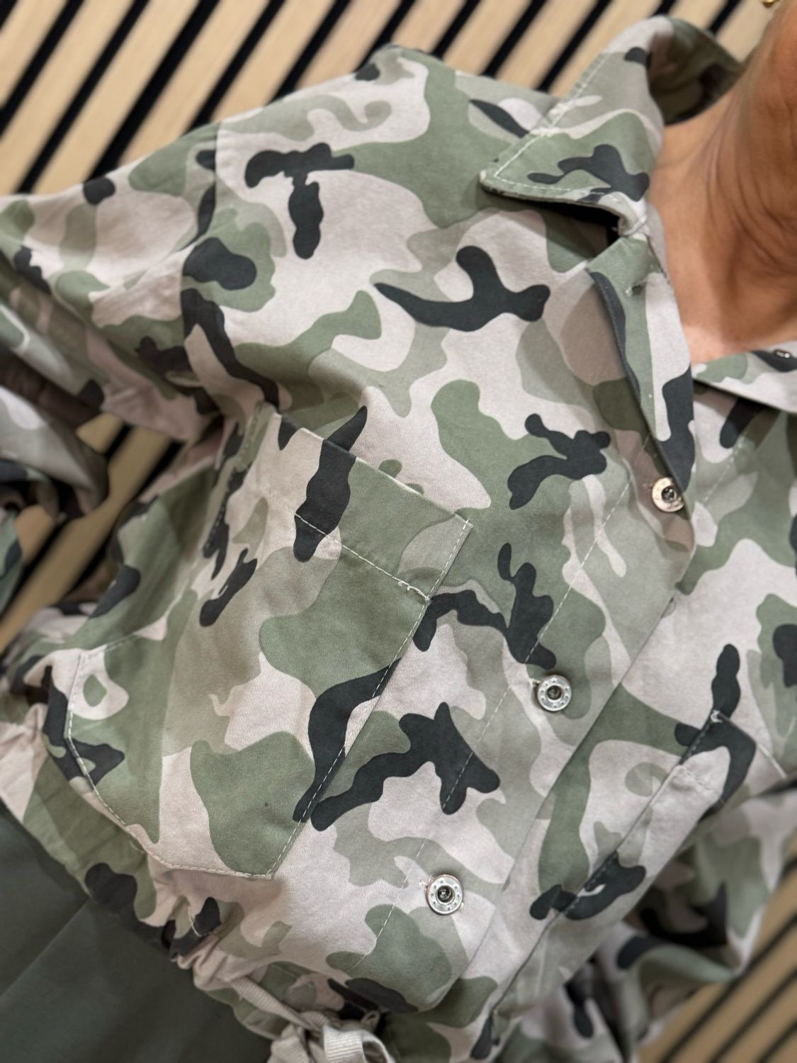 Camouflage Cotton Utility Jacket - Light Khaki