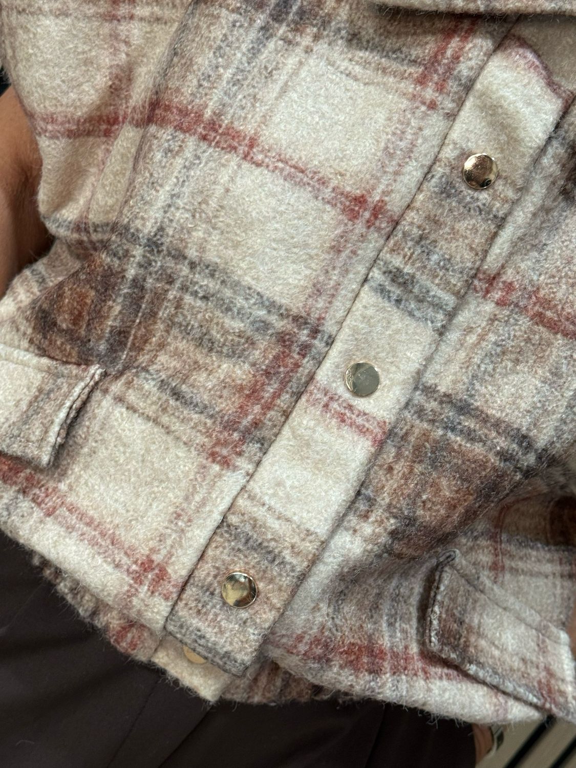 Check Short Sleeved Jacket - Cream