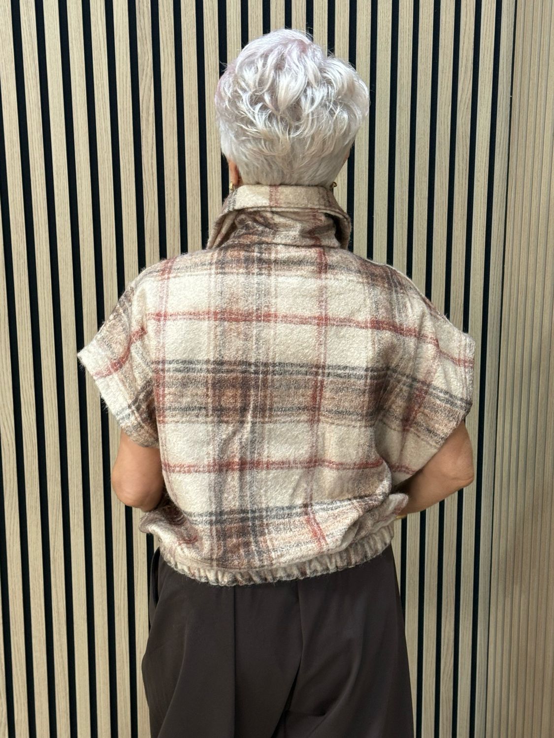 Check Short Sleeved Jacket - Cream