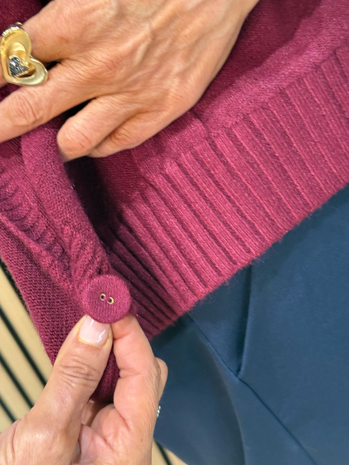 Cable Knit Roll Neck Poncho Jumper - Burgundy