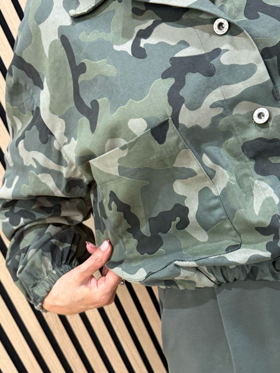 Camouflage Cotton Utility Jacket - Dark Khaki