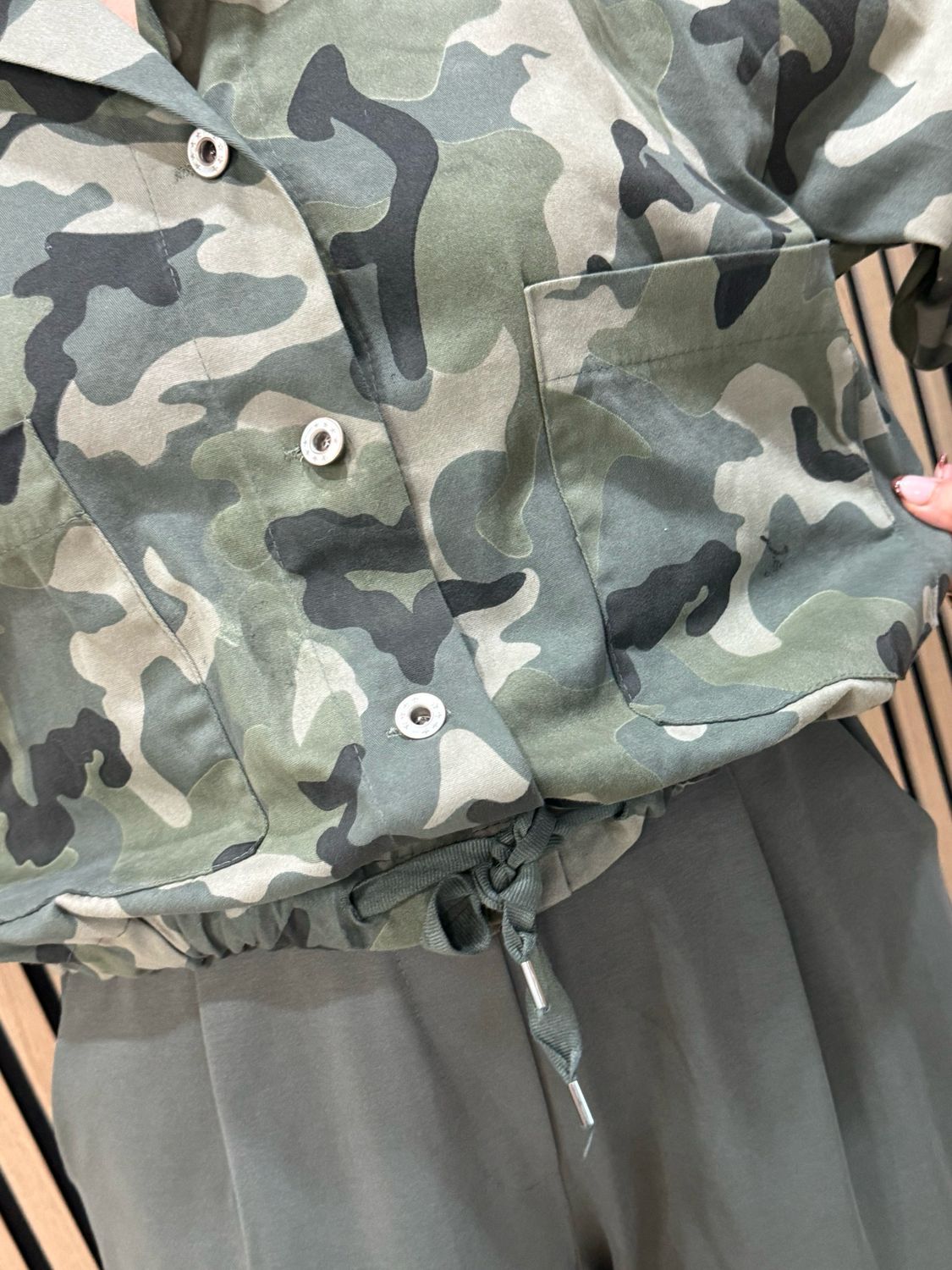 Camouflage Cotton Utility Jacket - Dark Khaki