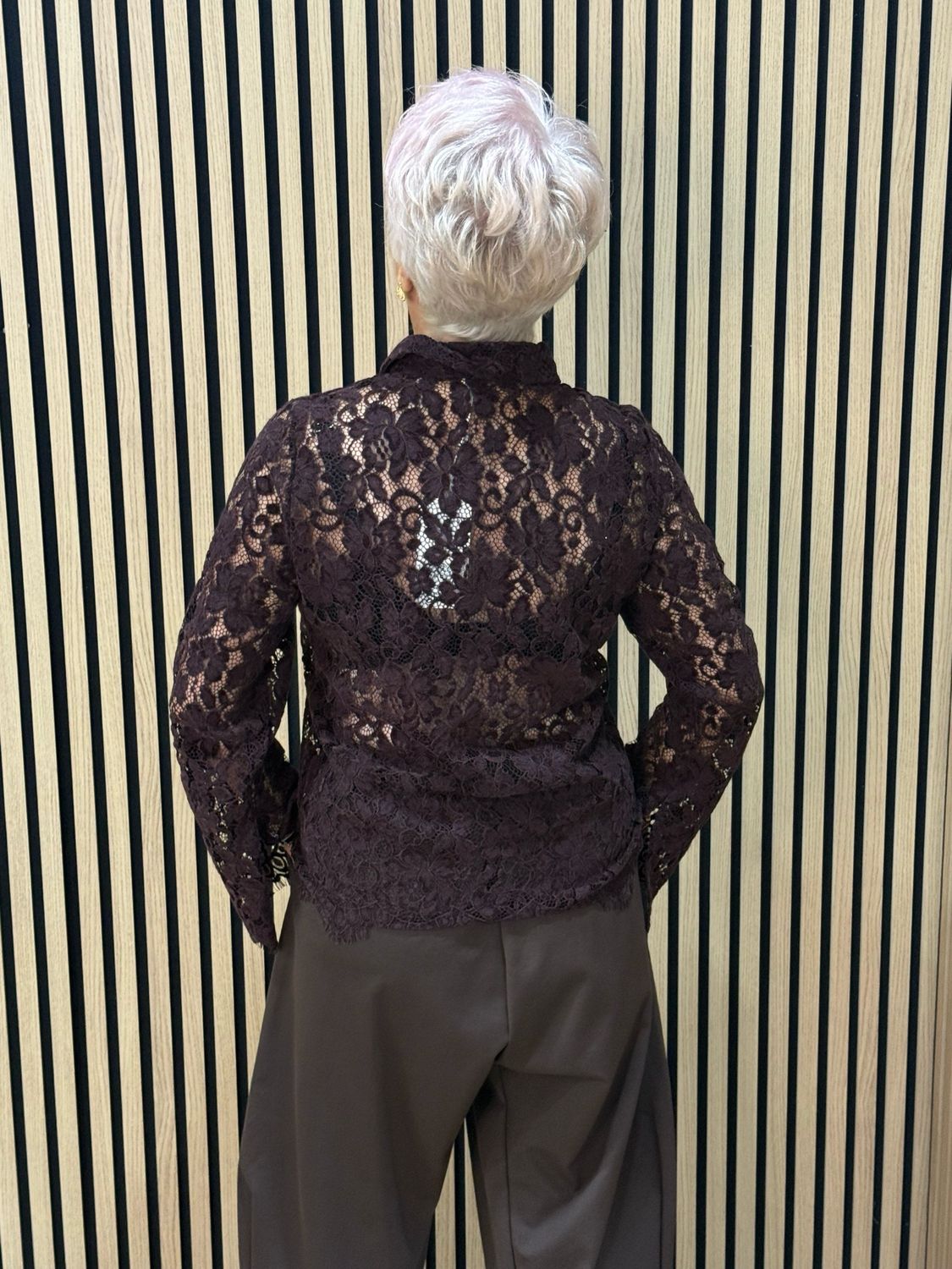 Floral Lace Button Through Shirt - Mulberry