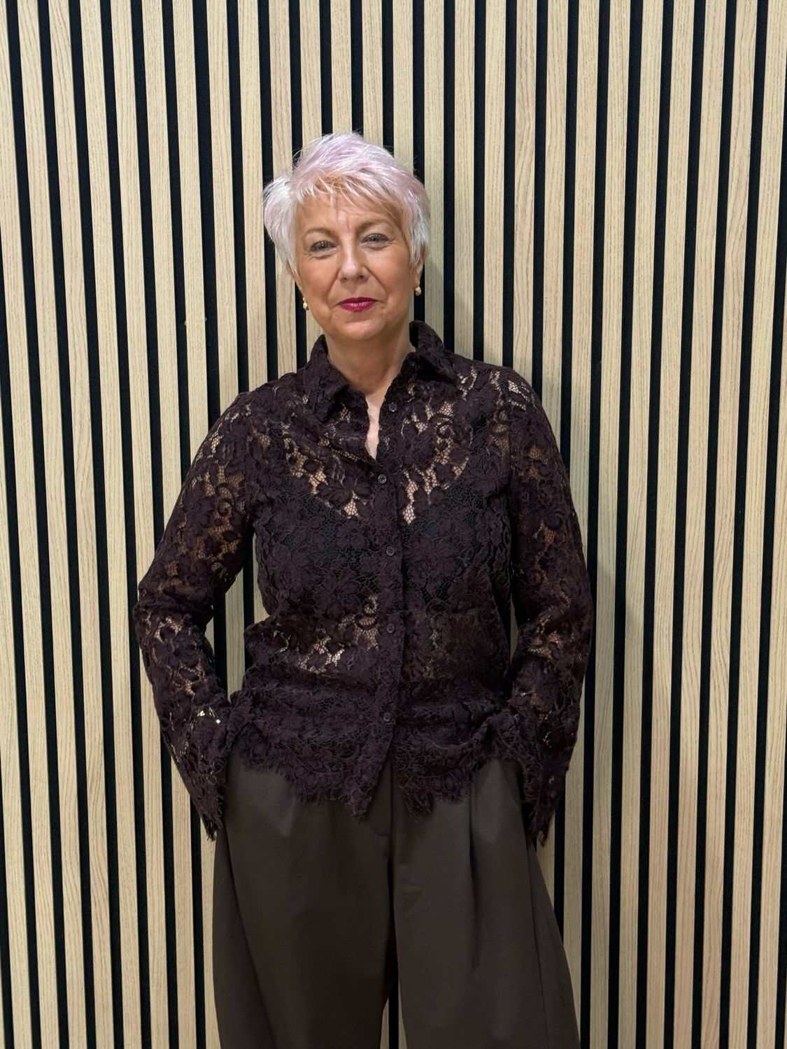 Floral Lace Button Through Shirt - Mulberry