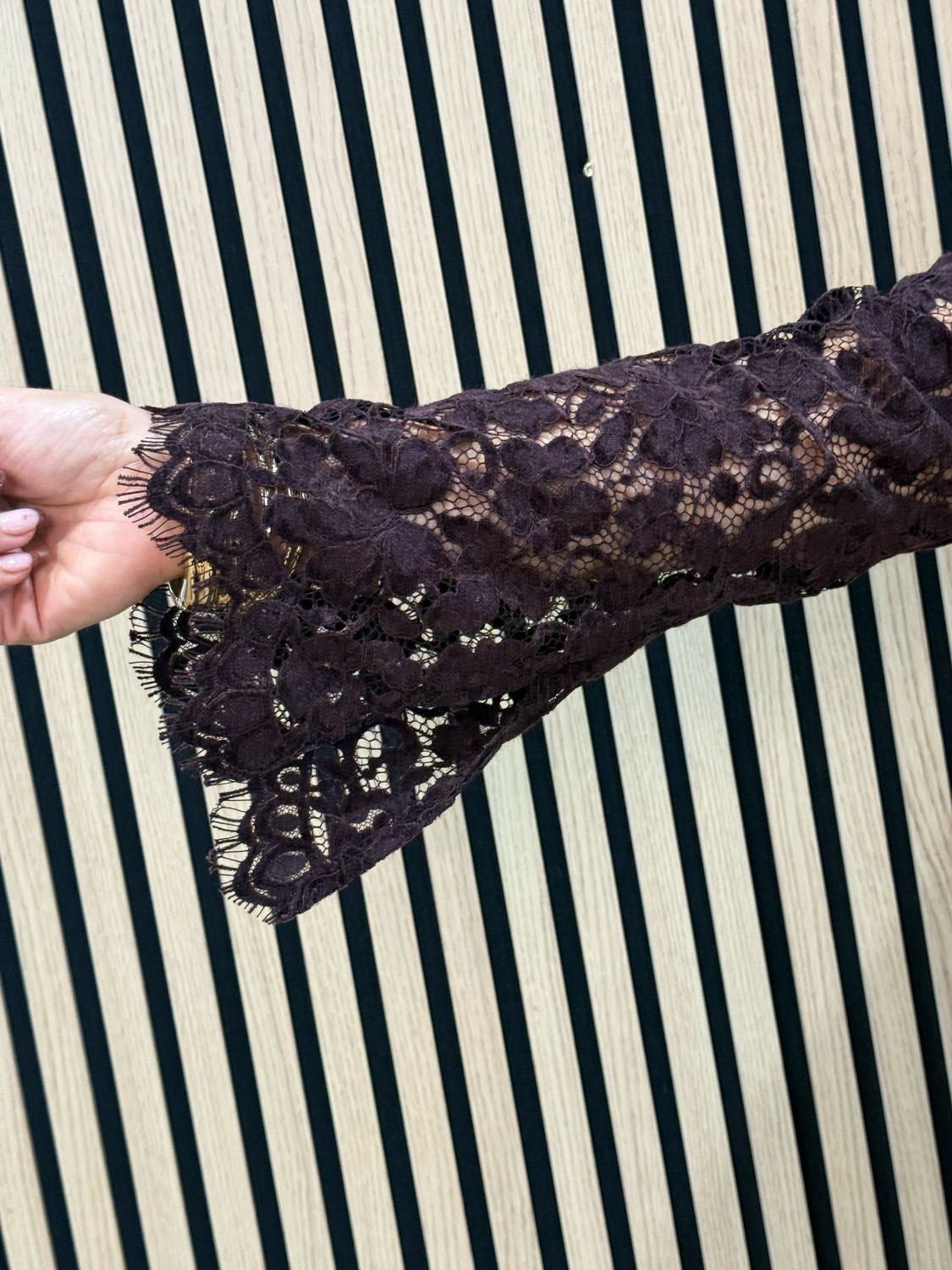 Floral Lace Button Through Shirt - Mulberry