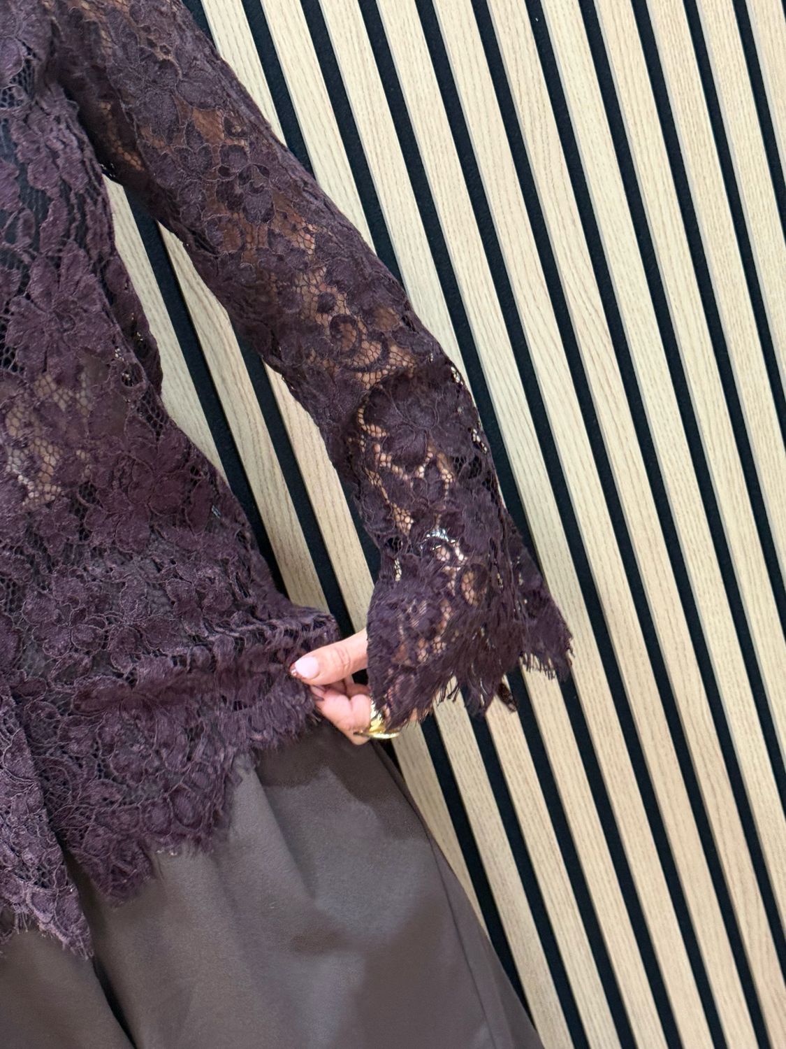 Floral Lace Button Through Shirt - Mulberry