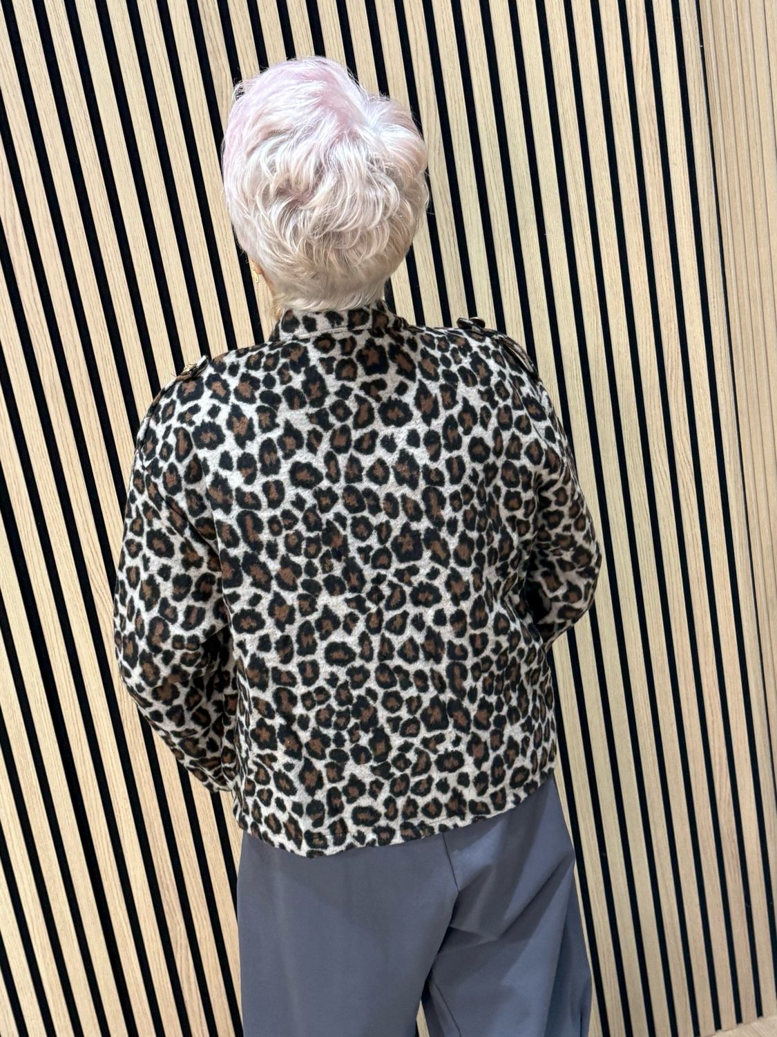 Leopard Print Military Style Jacket - Cream/Black/Brown