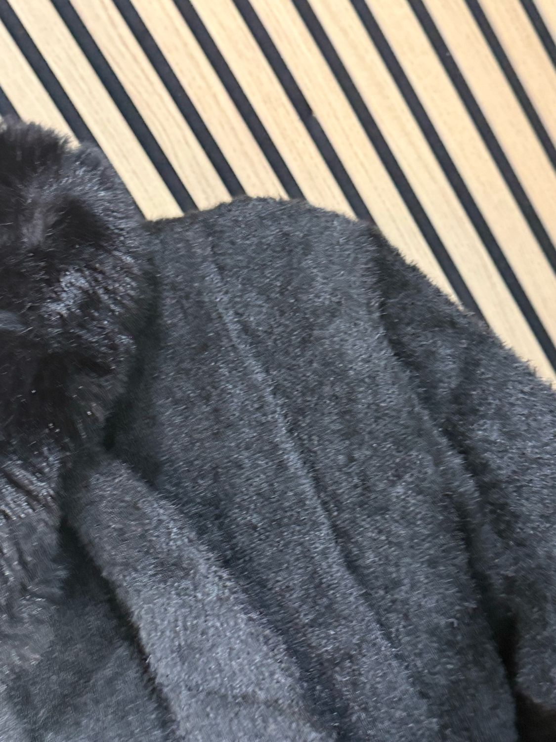Faux Fur Button Front Jacket - Black