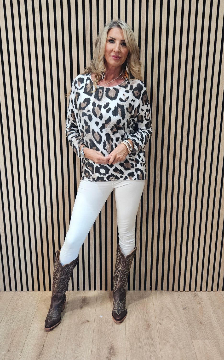 Abstract Animal Print Soft Knit Jumper - leopard 