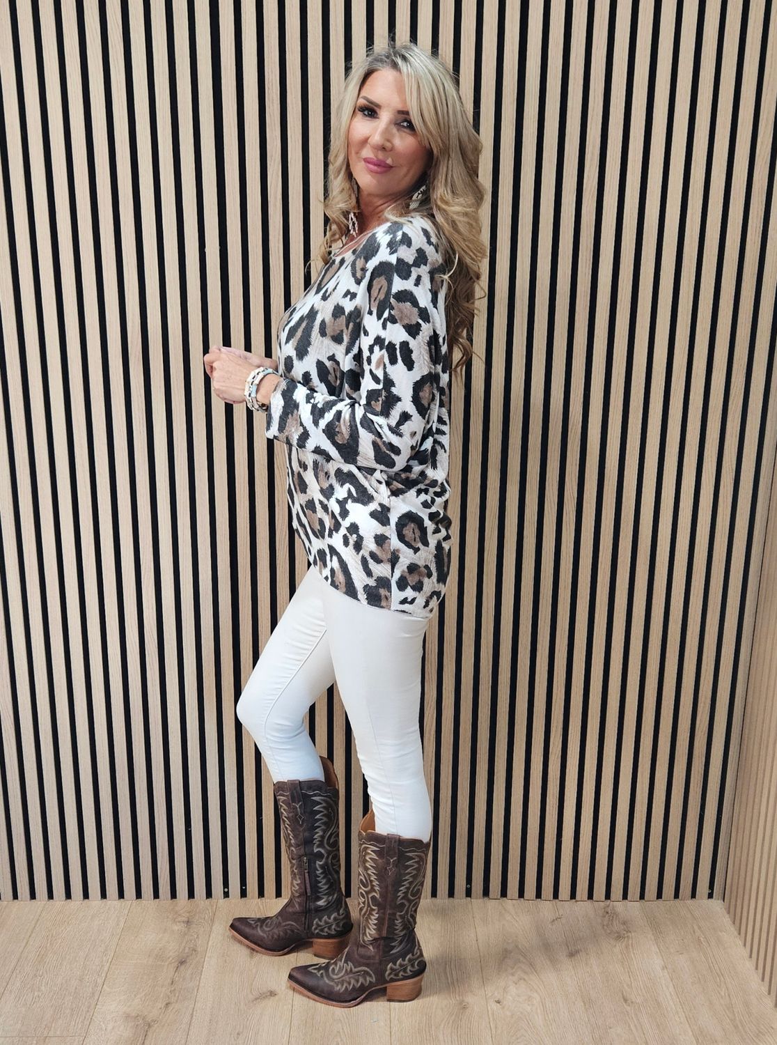 Abstract Animal Print Soft Knit Jumper - leopard 