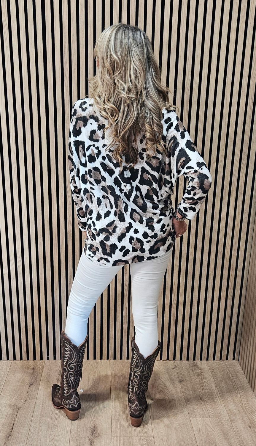 Abstract Animal Print Soft Knit Jumper - leopard 