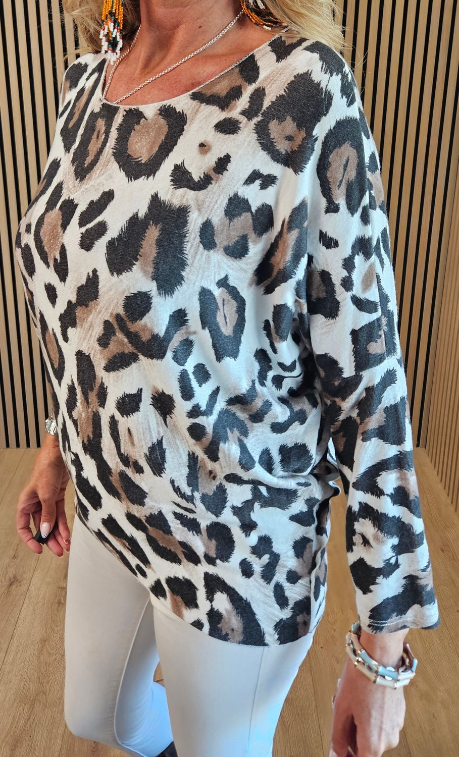 Abstract Animal Print Soft Knit Jumper - leopard 