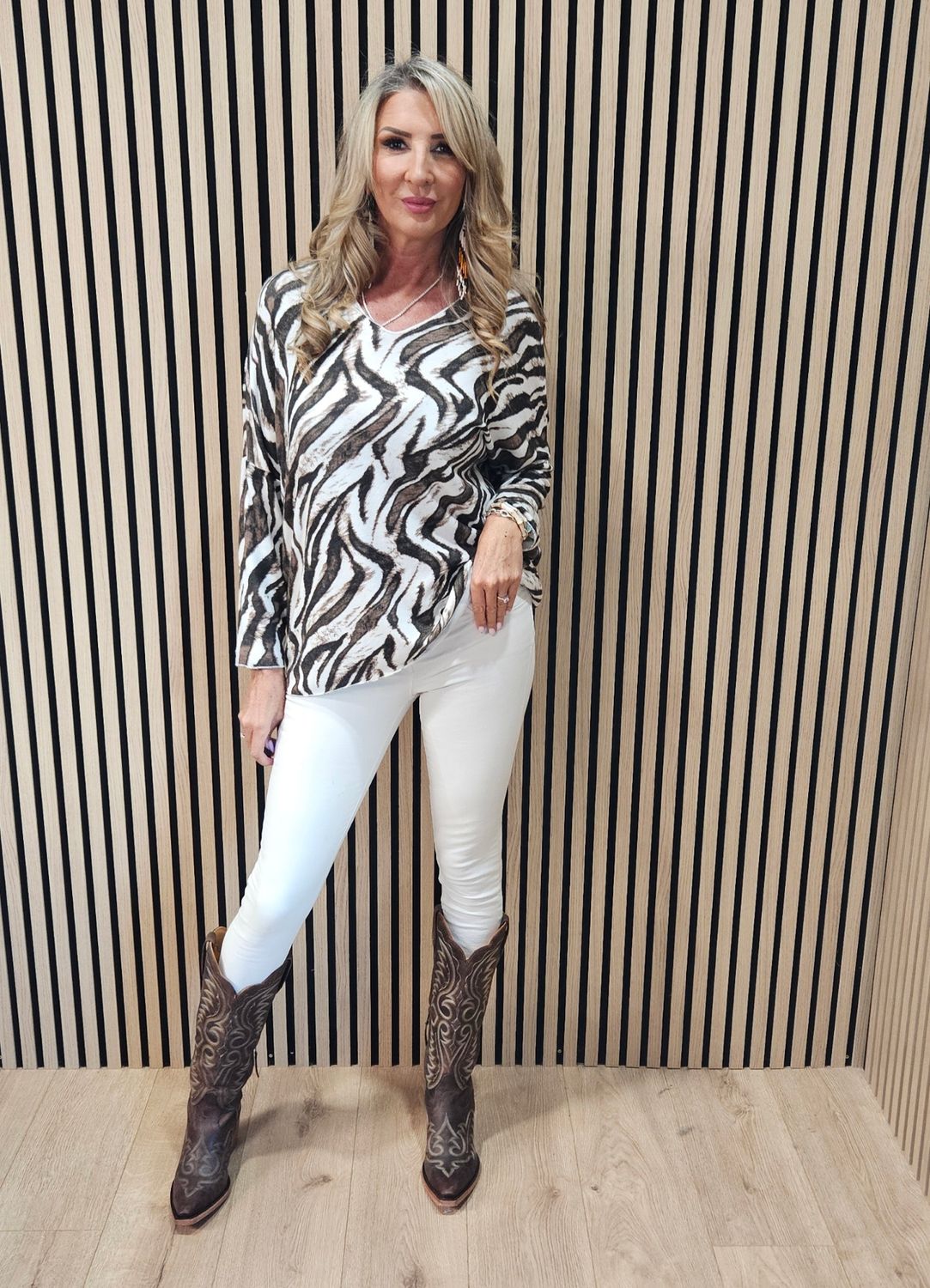 Abstract Animal Print Soft Knit Jumper –  zebra