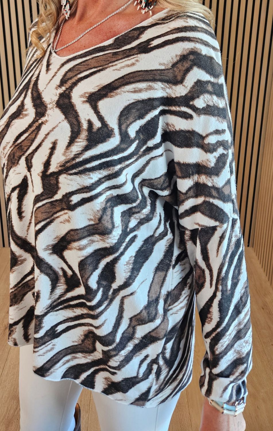 Abstract Animal Print Soft Knit Jumper –  zebra