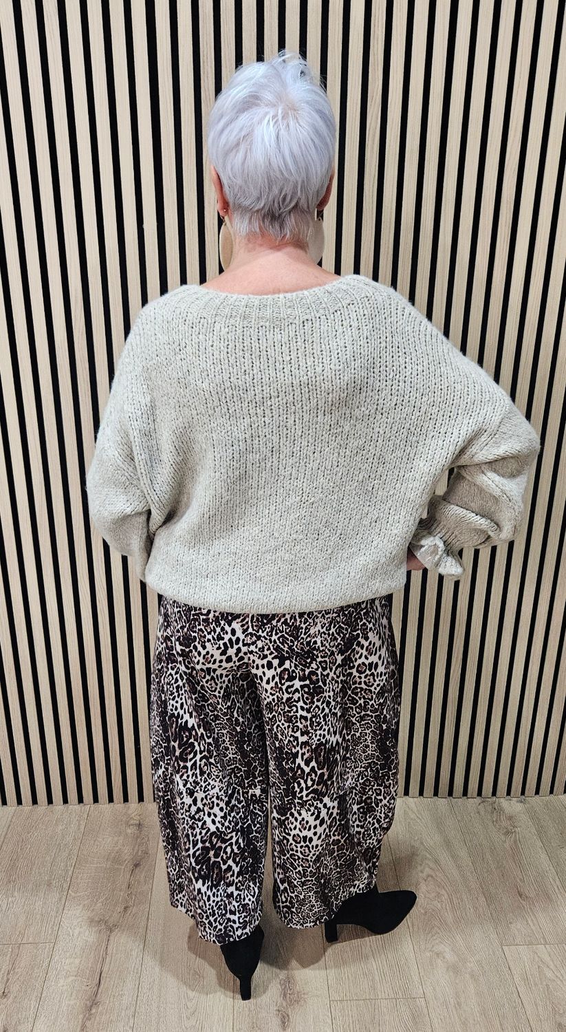 Soft Knit Balloon Sleeve Jumper - Oatmeal