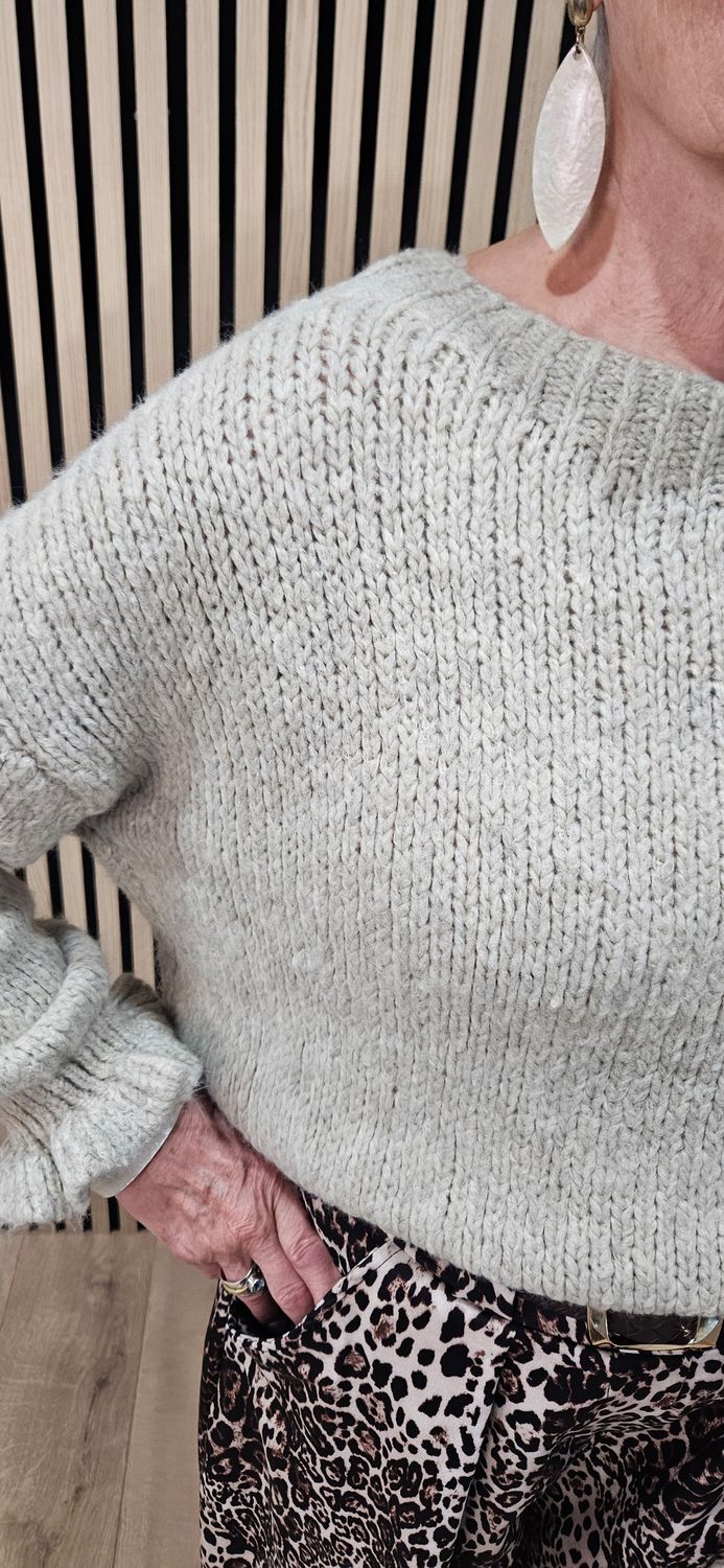 Soft Knit Balloon Sleeve Jumper - Oatmeal