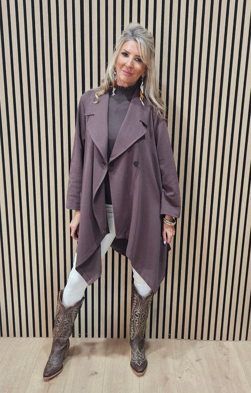 Relaxed Longline Jacket - Chocolate
