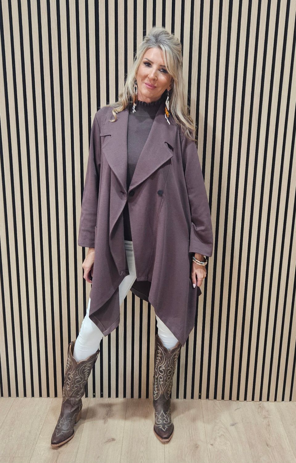 Relaxed Longline Jacket - Chocolate