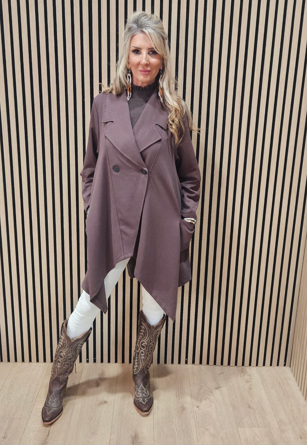Relaxed Longline Jacket - Chocolate