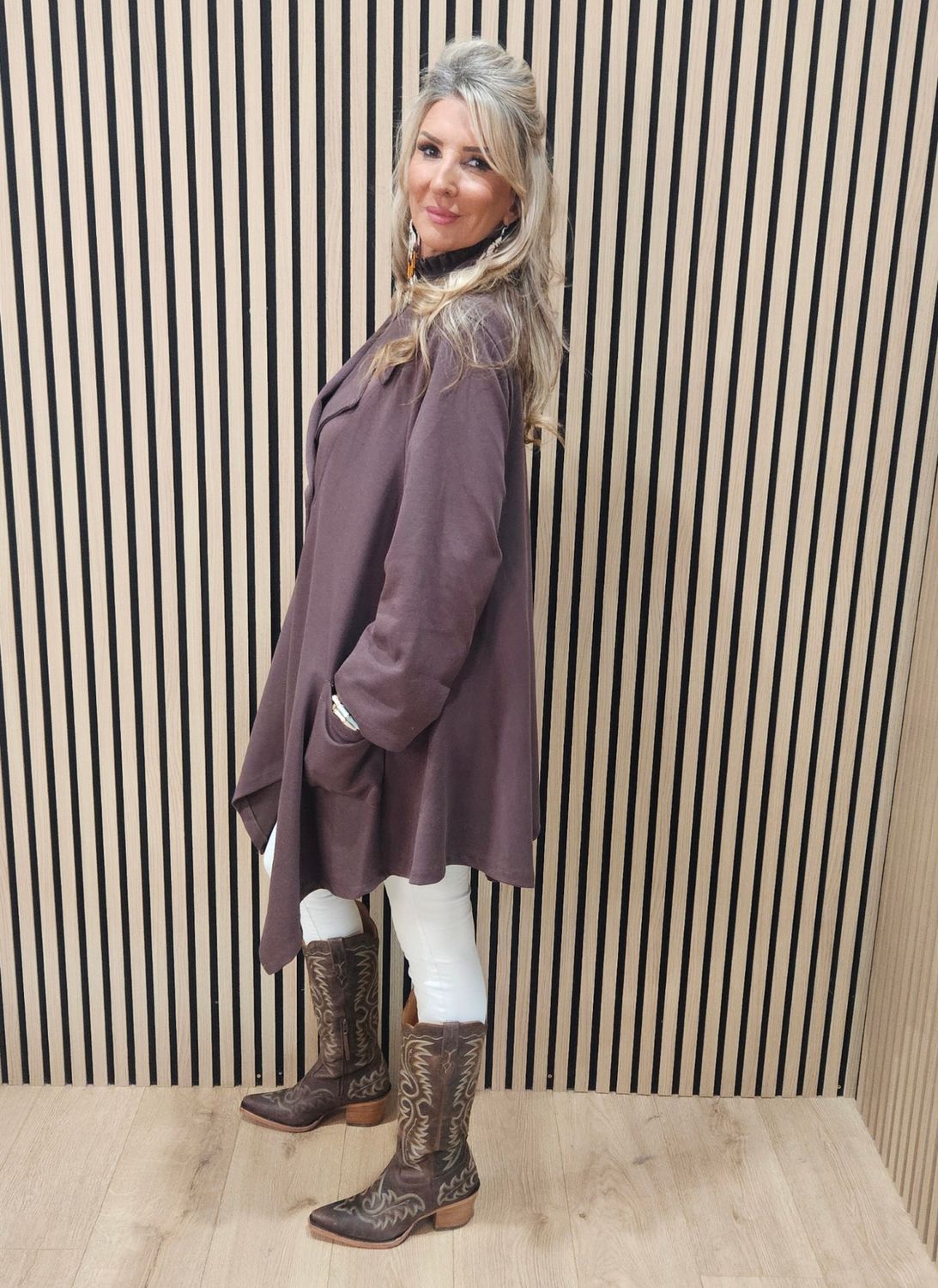 Relaxed Longline Jacket - Chocolate