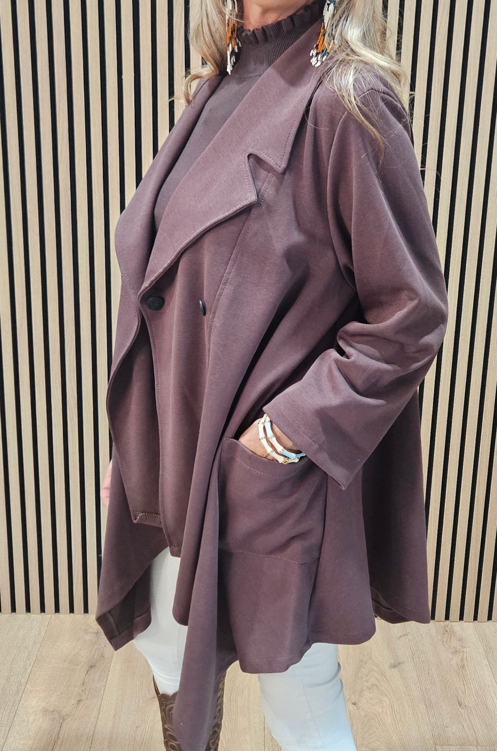 Relaxed Longline Jacket - Chocolate