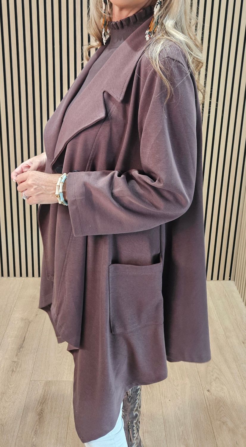 Relaxed Longline Jacket - Chocolate